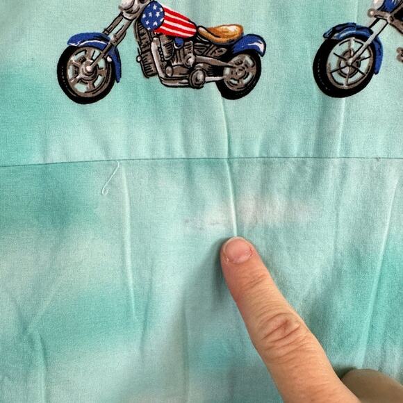 Ky's Vintage Hawaiian Shirt Motorcycle Biker Short Sleeve Resort Vacation Blue S - Picture 11 of 13